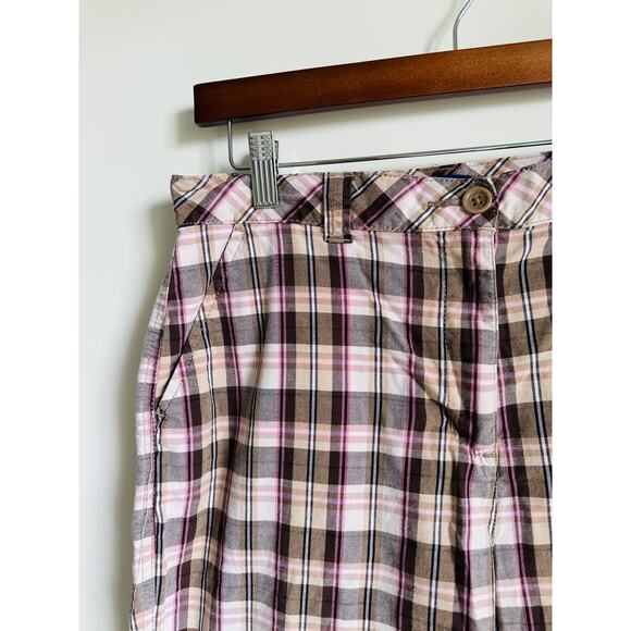 Vintage 90s Plaid Bermuda Shorts summer Prep Twee Size M/10 Pink Grunge Skater - Picture 6 of 7
